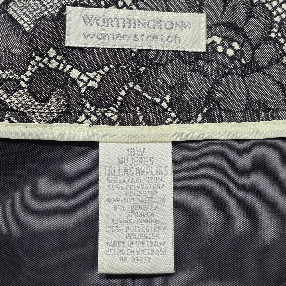 Worthington Black Mini Skirt Size 18 Stretch Floral Lace Slit Womens Aline Lined - Picture 2 of 8
